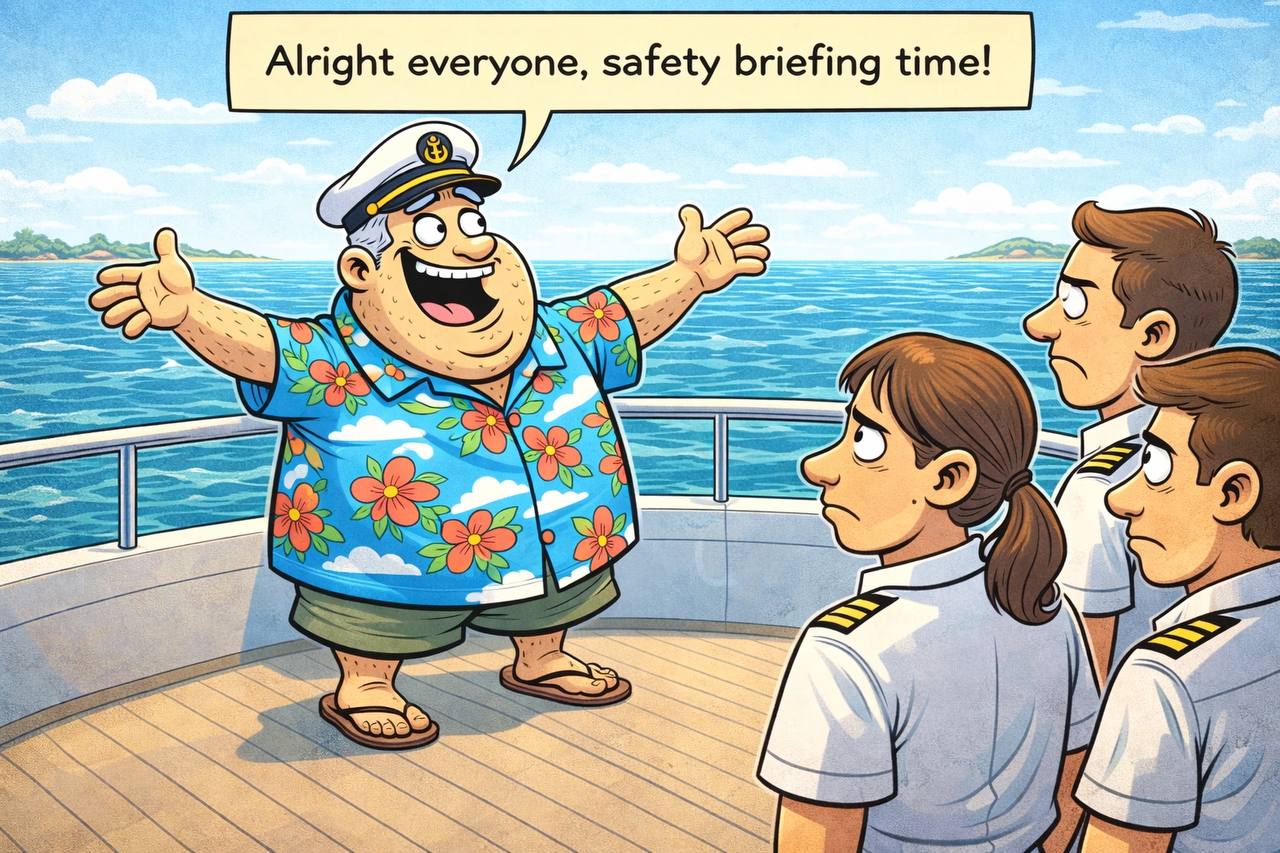 Panel 1: Safety Briefing Time